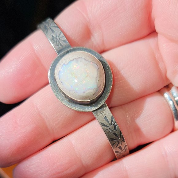 Sparkly Opal and Silver Cuff - Picture 3 of 3